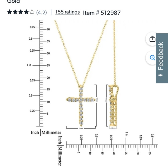 0.20 CT. T.W. Round Cut Diamond Cross Pendant in 14K Gold - Picture 2 of 5